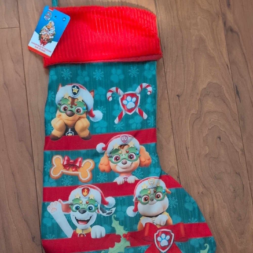 Paw Patrol Teal and Red Character Holiday Stocking